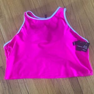 Torrid Plus Hot Pink Tank Swim Top Wire Free Lightly Lined Full Coverage Size 5